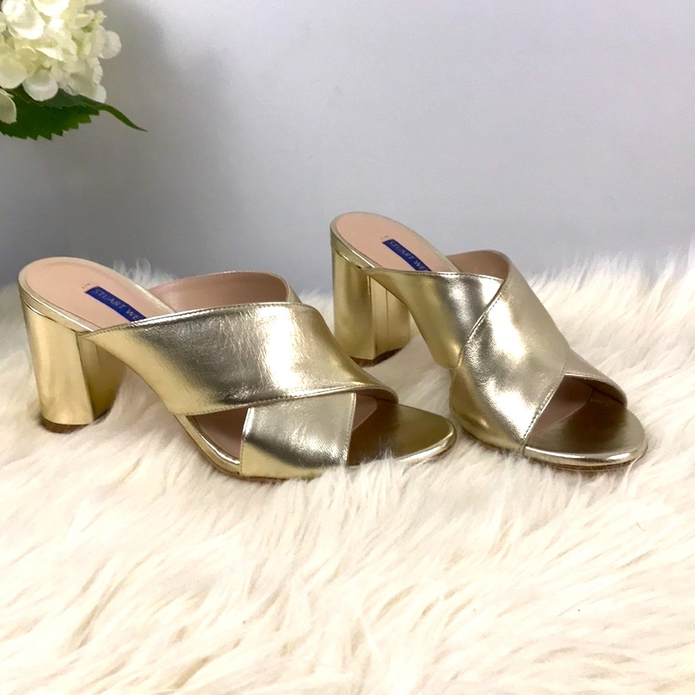 New Stuart Weizman champagne silver holiday sandals Sz 7
